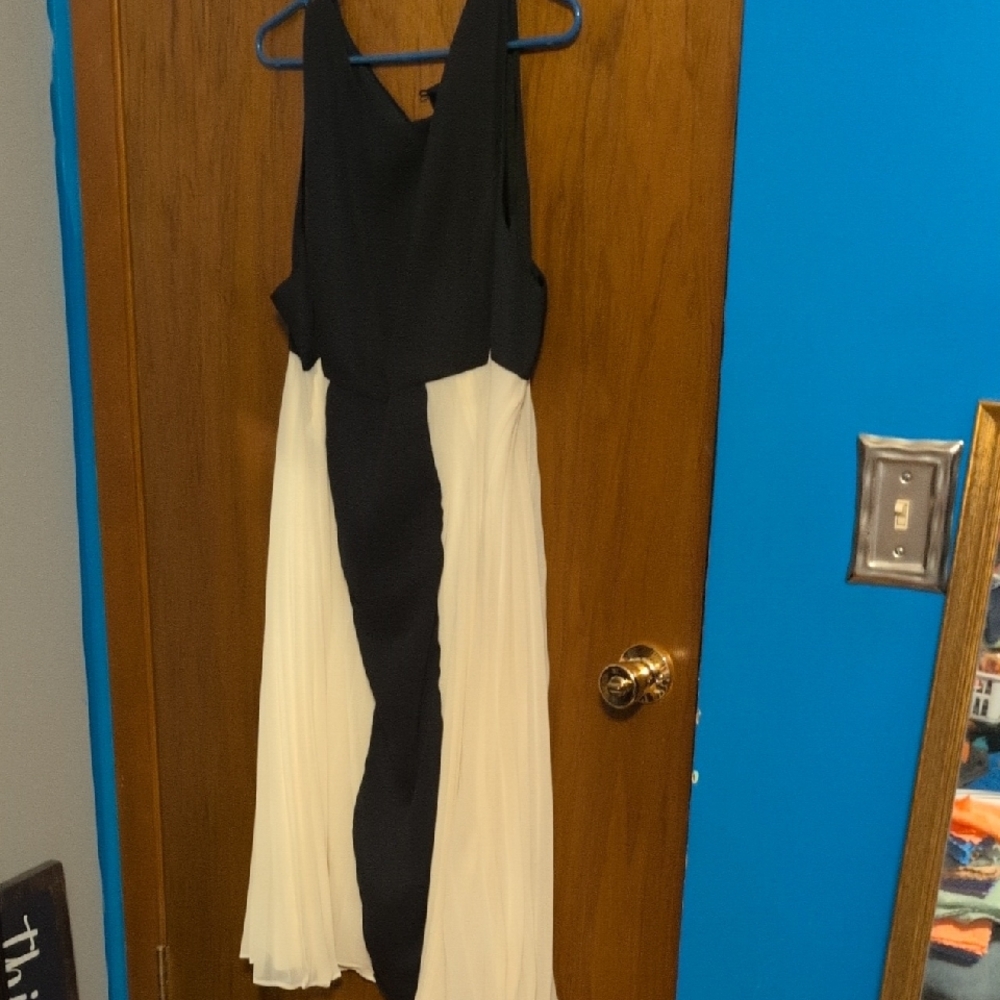 Ashro Black and White Midi Dress